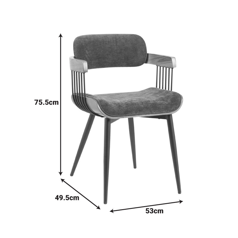 Πολυθρόνα Cameo pakoworld μέταλλο μαύρο-καρυδί ξύλο-ανθρακί ύφασμα 53x49.5x75.5εκ - Hippiehome.gr