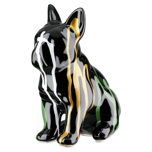 Figure Dog Bulldog Κεραμικό Πολύχρωμο Μαύρο 15X10X19Cm 15X10X19Cm - Hippiehome.gr