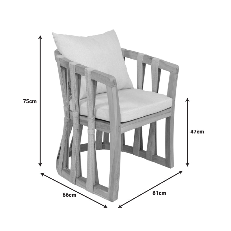 Πολυθρόνα Morani pakoworld σκελετός teak ξύλο και ύφασμα σε φυσική απόχρωση 58x66x75εκ - Hippiehome.gr