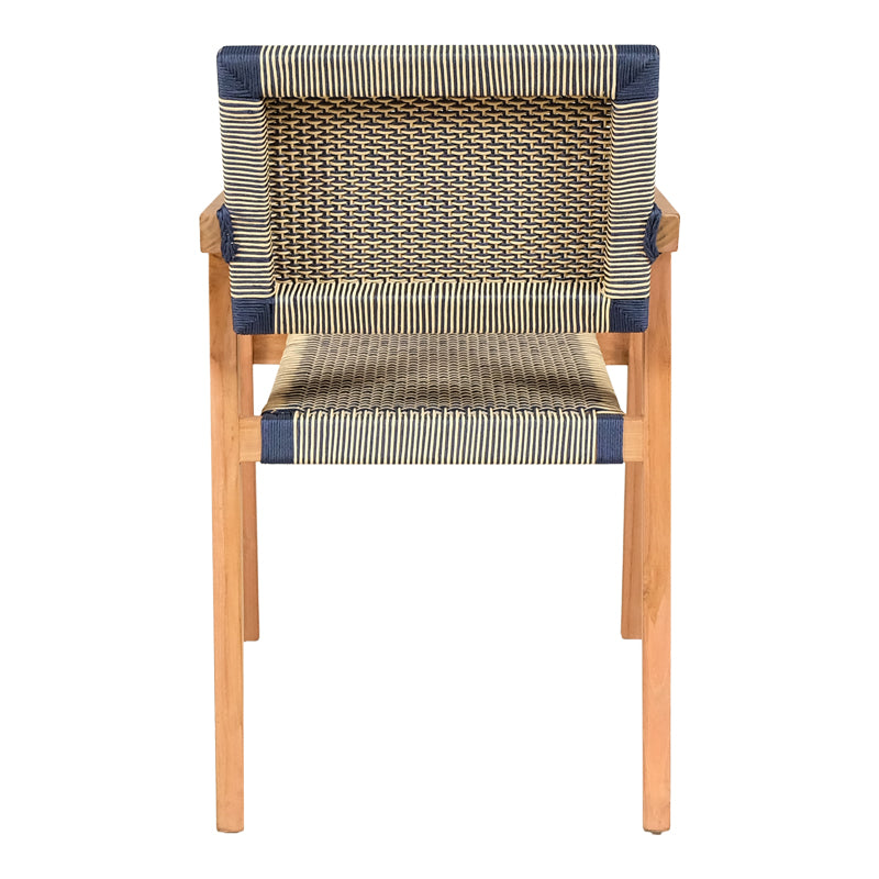 Πολυθρόνα Salama pakoworld σκελετός teak ξύλο σε φυσική απόχρωση και κρεμ-μαύρο pe σχοινί 57x60x85εκ - Hippiehome.gr