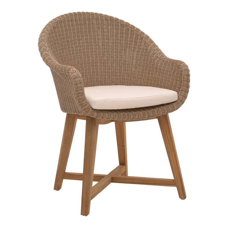 Πολυθρόνα Solso pakoworld σκελετός αλουμινίου με teak πόδι σε φυσική απόχρωση και pe rattan 62x58x78εκ - Hippiehome.gr