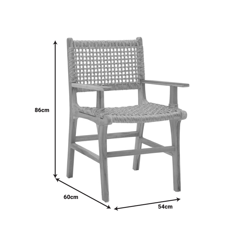 Πολυθρόνα Sponze pakoworld σκελετός teak ξύλο- pe σχοινί σε φυσική απόχρωση 54x60x86εκ - Hippiehome.gr