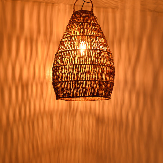 Φωτιστικό οροφής Kelog Inart ψάθα σε καφέ απόχρωση 50x50x70εκ - Hippiehome.gr