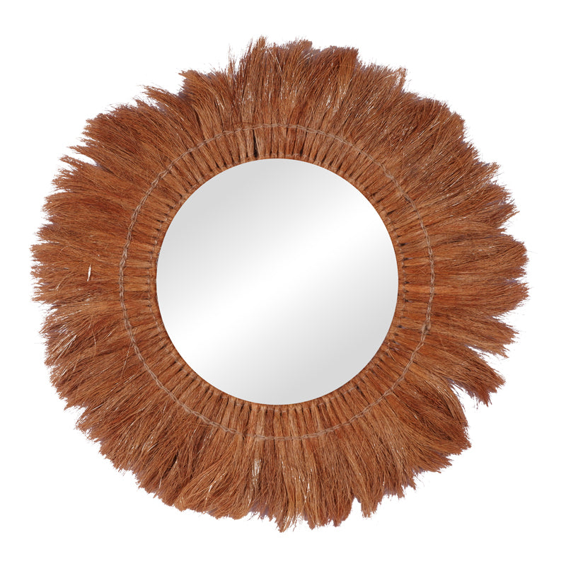 Καθρέπτης Seire Inart ψάθα σε φυσική απόχρωση Φ50x8εκ - Hippiehome.gr