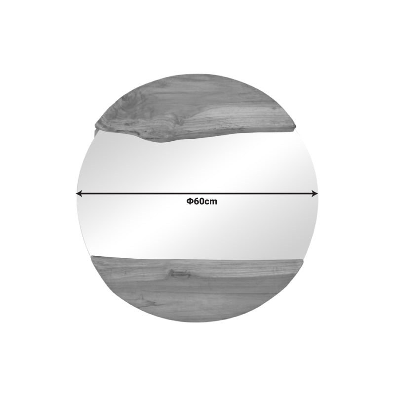 Καθρέπτης Alkmen pakoworld teak ξύλο σε φυσική απόχρωση Φ60x4εκ - Hippiehome.gr