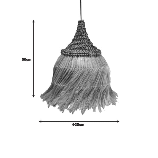 Φωτιστικό οροφής Arupade Inart abaca ξύλο σε φυσικό χρώμα Φ35x50εκ - Hippiehome.gr