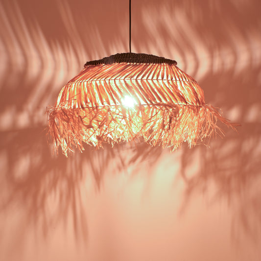 Φωτιστικό οροφής Hengiole Inart sisal σε φυσικό-μαύρο χρώμα Φ60x40εκ - Hippiehome.gr