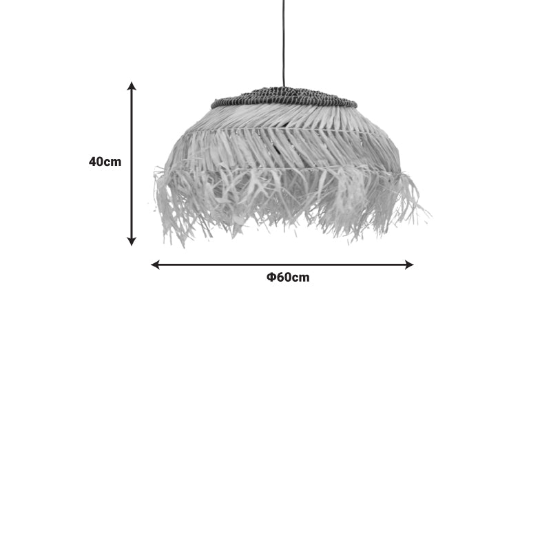 Φωτιστικό οροφής Hengiole Inart sisal σε φυσικό-μαύρο χρώμα Φ60x40εκ - Hippiehome.gr
