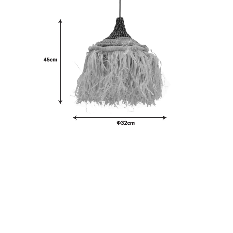 Φωτιστικό οροφής Sermene Inart sisal σε φυσικό-μαύρο χρώμα Φ32x45εκ - Hippiehome.gr