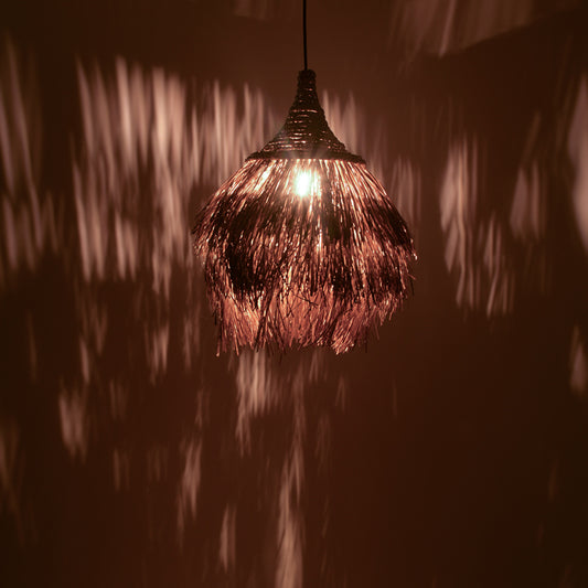 Φωτιστικό οροφής Dasmin Inart seagrass σε φυσικό-μαύρο χρώμα Φ60x60εκ - Hippiehome.gr