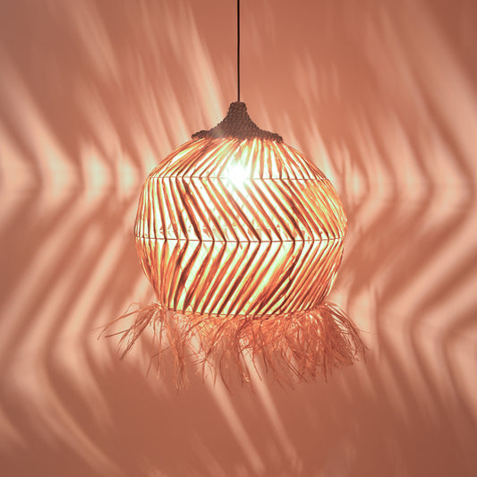 Φωτιστικό οροφής Koronse Inart sisal σε φυσικό χρώμα Φ55x68εκ - Hippiehome.gr