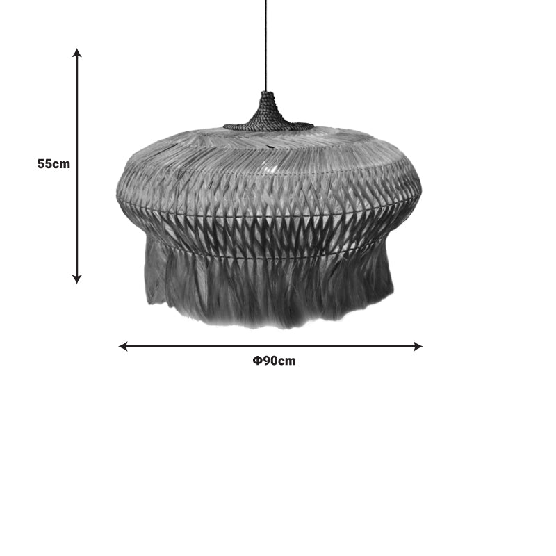 Φωτιστικό οροφής Pozarne Inart abaca ξύλο σε φυσικό χρώμα Φ90x55εκ - Hippiehome.gr