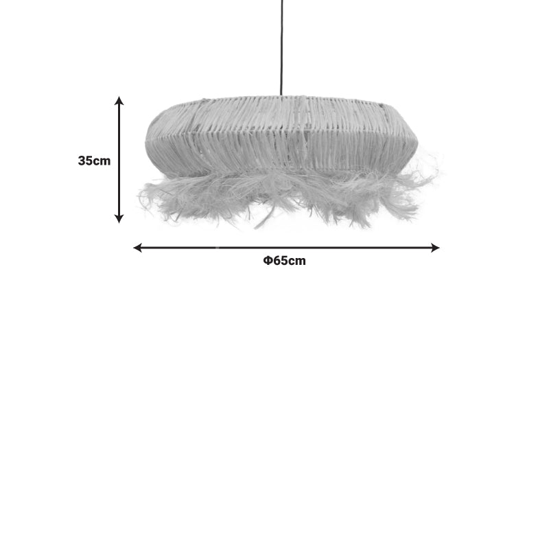 Φωτιστικό οροφής Coanze Inart abaca ξύλο σε φυσικό χρώμα Φ65x35εκ - Hippiehome.gr