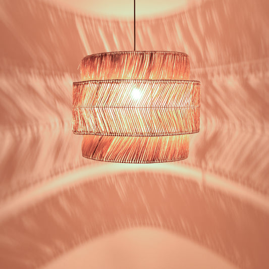 Φωτιστικό οροφής Zeniole Inart abaca σε φυσικό χρώμα Φ60x50εκ - Hippiehome.gr