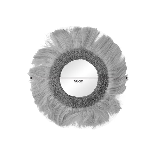 Καθρέπτης Fraklone Inart abaca σε φυσικό χρώμα Φ50x4εκ - Hippiehome.gr