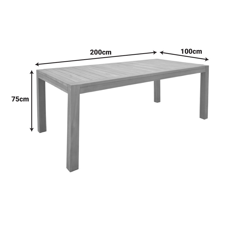 Τραπέζι Vocaly pakoworld teak ξύλο σε φυσική απόχρωση 200x100x75εκ - Hippiehome.gr