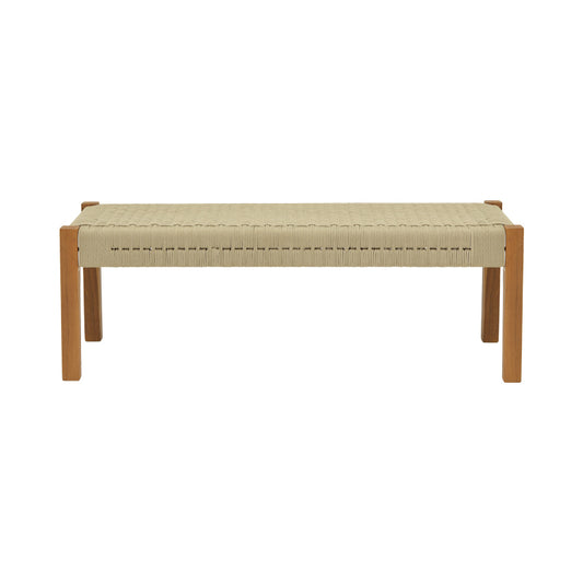 Παγκάκι Uma pakoworld teak ξύλο και pe σχοινί σε φυσική απόχρωση 120x45x40εκ - Hippiehome.gr