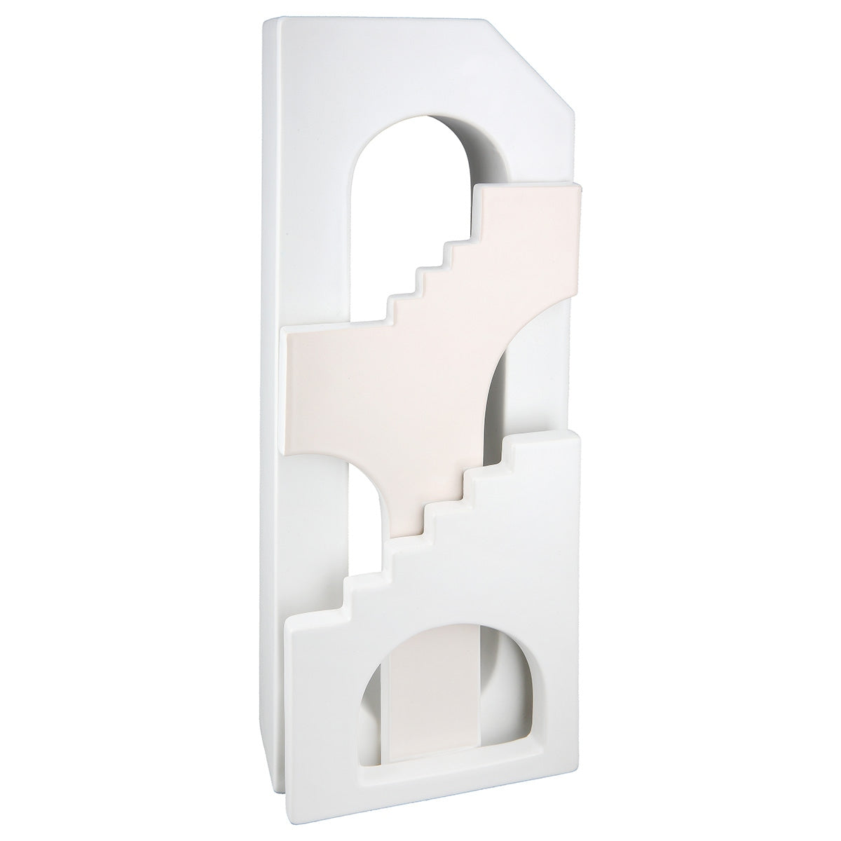 Βάζο Σπίτι "Faccia" Σπίτι Motif Staircase Κεραμικό Λευκό PU 14x8.5x40cm - Hippiehome.gr