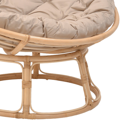 Πολυθρόνα Servey pakoworld rattan σε φυσική απόχρωση-μπεζ μαξιλάρι Φ115x58εκ - Hippiehome.gr