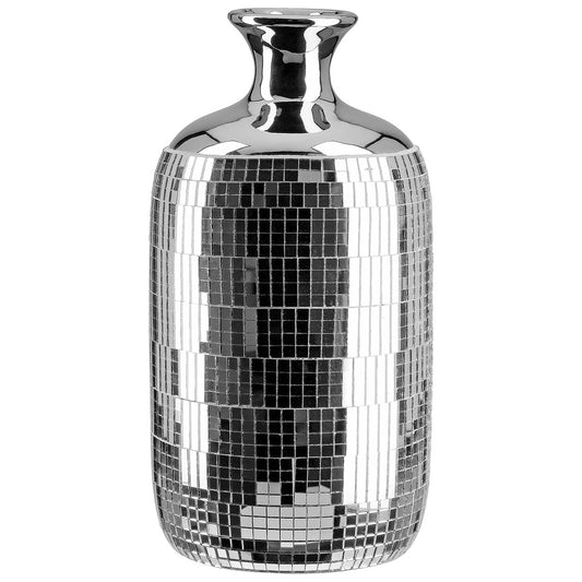 Βάζο γιακά "Disco" Κεραμικό Ασημί D115X24Cm D115X24Cm - Hippiehome.gr