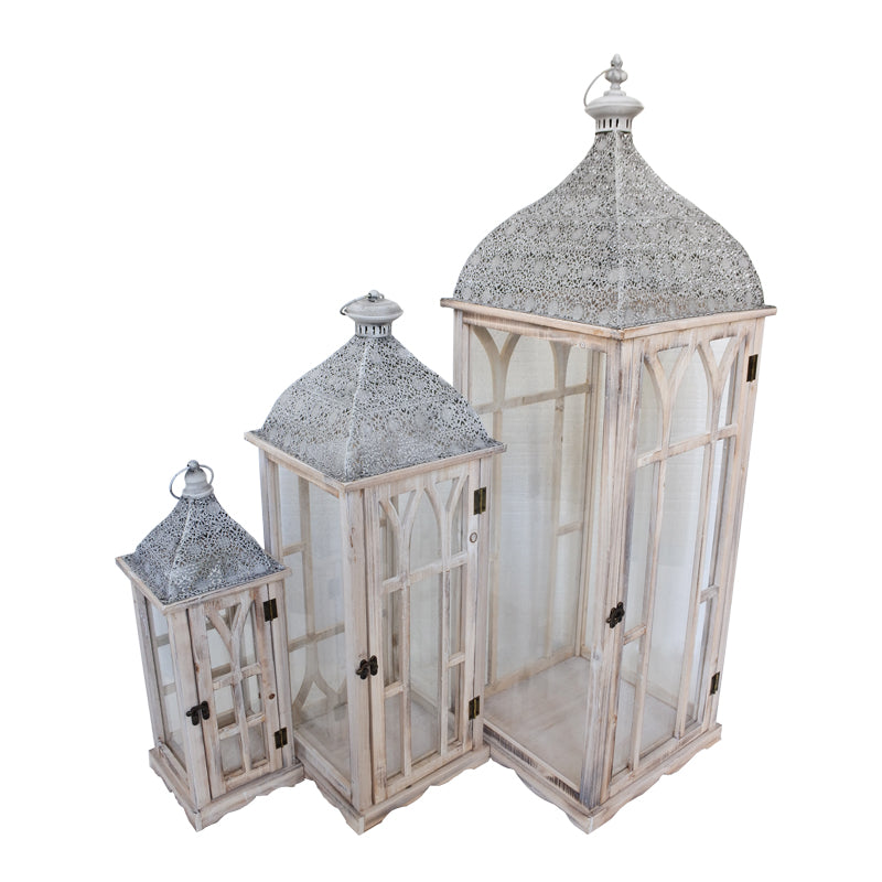 Φανάρια Danny Inart σετ 3τεμ αλουμίνιο σε φυσική απόχρωση - Hippiehome.gr