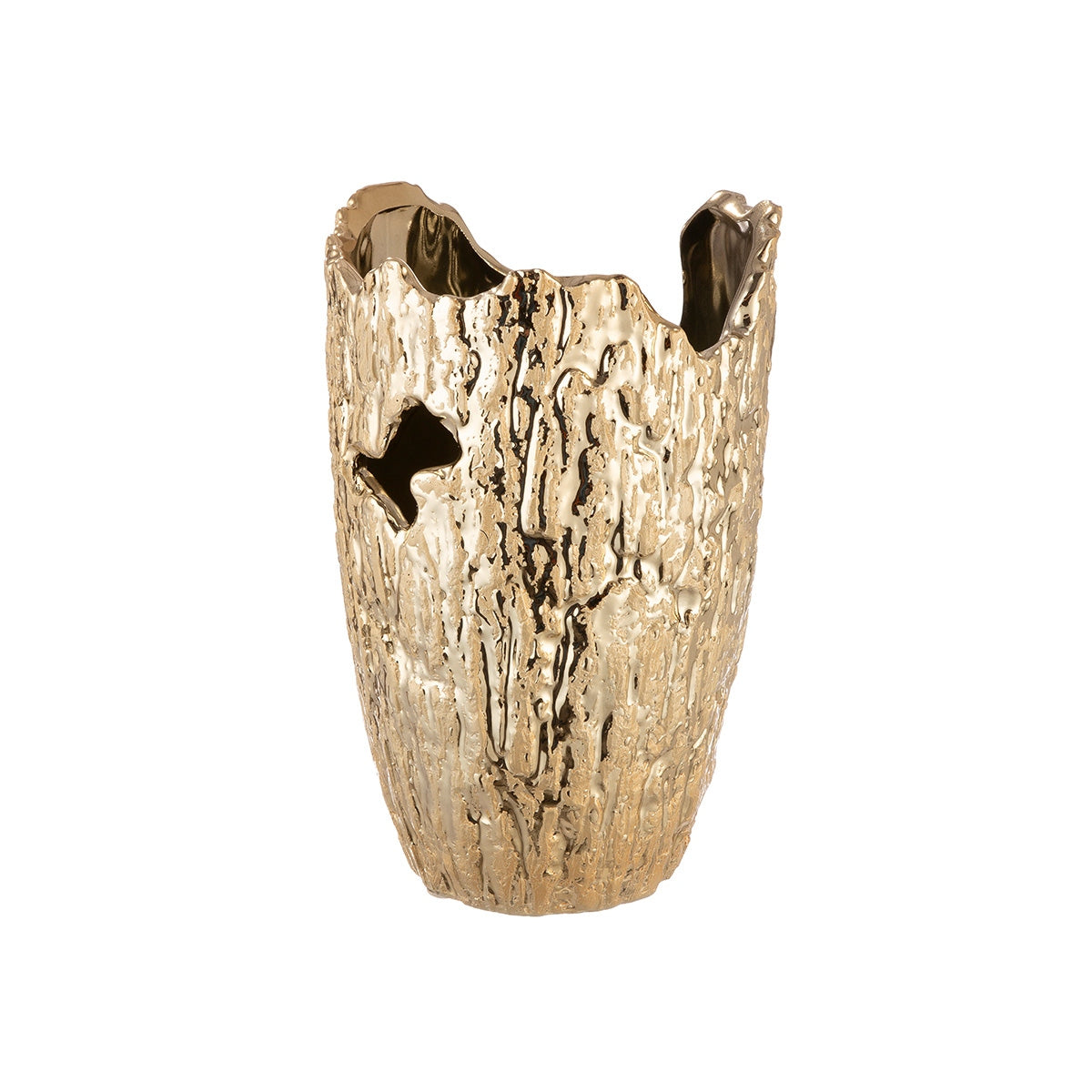 Βάζο Conical "Crepa" Κεραμικό Χρυσό PU H. 22 cm D. 14 cm - Hippiehome.gr