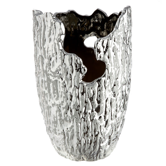 Βάζο Κωνικό Κεραμικό Ασημί Χρώμα D14X22Cm D14X22Cm - Hippiehome.gr