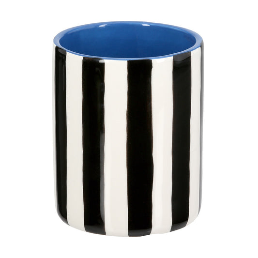 Βάζο Ριγέ Κεραμικό Μαύρο Λευκό D10X13Cm D10X13Cm - Hippiehome.gr