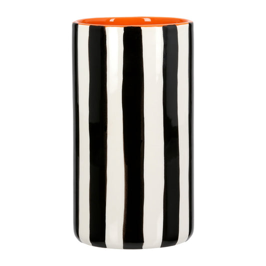 Βάζο Ριγέ Κεραμικό Μαύρο Λευκό D9X17Cm D9X17Cm - Hippiehome.gr