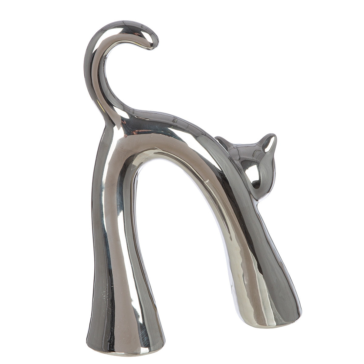 Φιγούρα Cat "Kara" Κεραμικό Ασημένιο Λευκό PU Pcs. Assorted 16x5x22cm - Hippiehome.gr