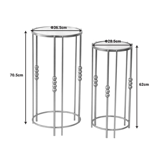 Βοηθητικά τραπεζάκια σετ 2τεμ Emiliane Inart χρυσό μέταλλο-γυαλί καθρέπτη - Hippiehome.gr