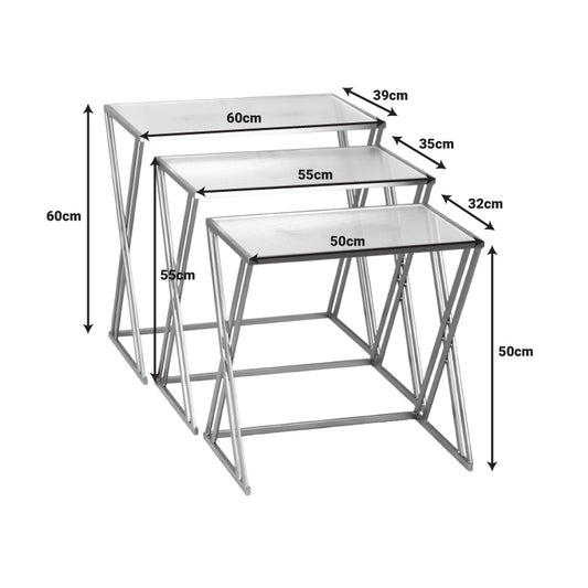 Τραπέζια σαλονιού σετ 3τεμ Pitche Inart χρυσό μέταλλο-γυαλί - Hippiehome.gr