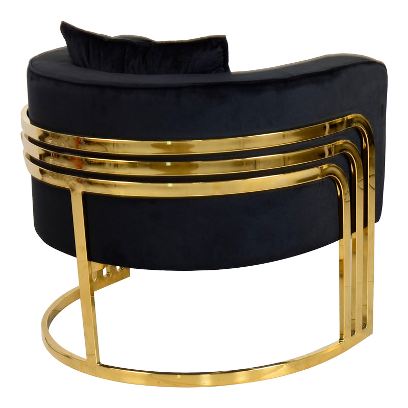 Πολυθρόνα Roblu pakoworld χρυσό μέταλλο και βελούδο σε μαύρη απόχρωση 72x77.4x70εκ - Hippiehome.gr