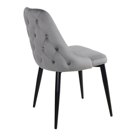 Καρέκλα Zedna pakoworld γκρι βελούδο με μαύρα μεταλλικά πόδια 51x58x84εκ - Hippiehome.gr