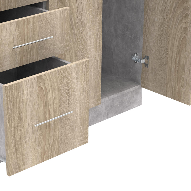 Σύνθεση κουζίνας Festa I pakoworld μελαμίνη σε sonoma απόχρωση και πάγκο σε ανοιχτό γκρι 100x60x85εκ - Hippiehome.gr