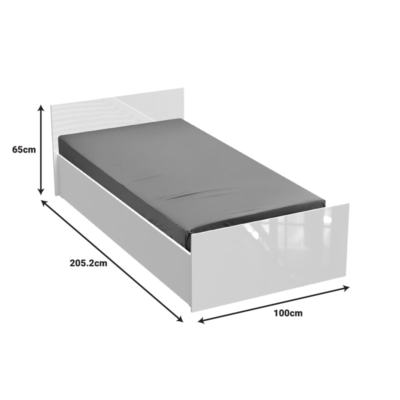Κρεβάτι μονό Afina pakoworld σε λευκή glossy απόχρωση 90x200εκ - Hippiehome.gr