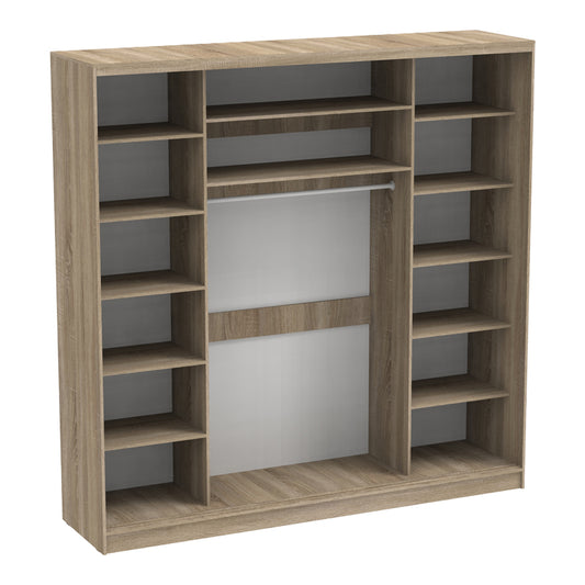 Ντουλάπα τριφυλλη συρόμενη με καθρέφτη Aparador I pakoworld σε sonoma απόχρωση 240x60x240εκ - Hippiehome.gr