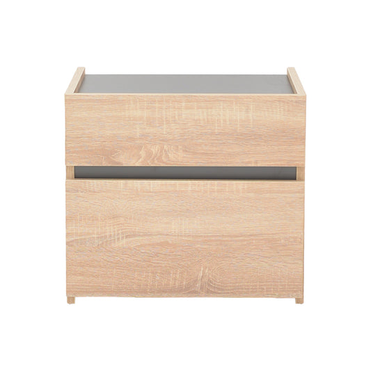 Κομοδίνο Comcie pakoworld σε φυσικό με γκρι απόχρωση 50x42x45.5εκ - Hippiehome.gr