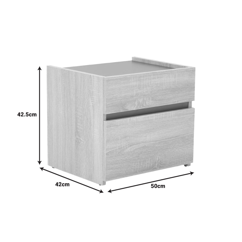 Κομοδίνο Comcie pakoworld σε φυσικό με γκρι απόχρωση 50x42x45.5εκ - Hippiehome.gr