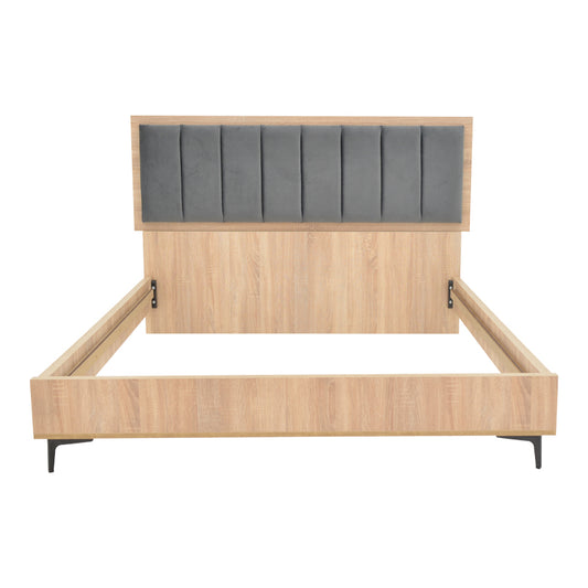 Κρεβάτι διπλό Monacol pakoworld σε φυσική με ανθρακί απόχρωση 160x200εκ - Hippiehome.gr