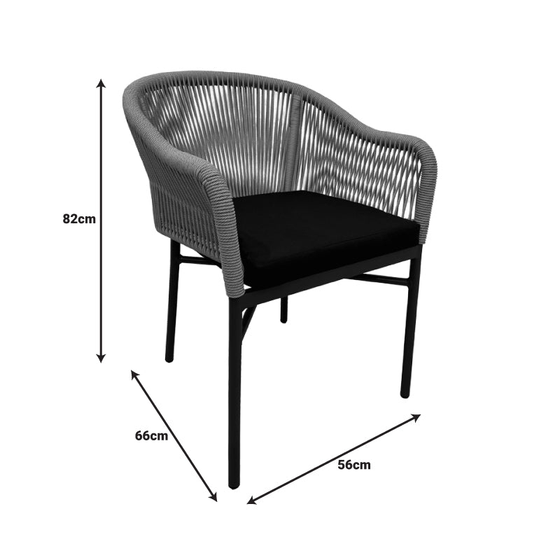 Πολυθρόνα αλουμινίου Legana pakoworld ανθρακί σκελετός- rattan 56x66x82εκ - Hippiehome.gr