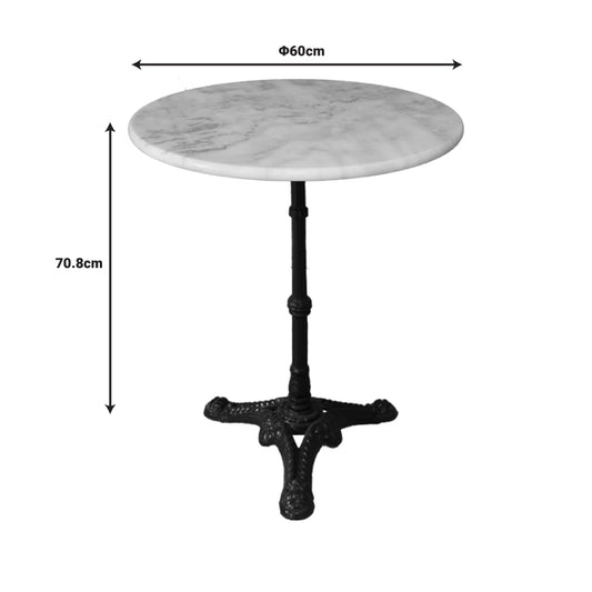 Τραπέζι μαρμάρινο Ancara pakoworld μαντέμι σε λευκή-μαύρη απόχρωση Φ60x70.8εκ - Hippiehome.gr