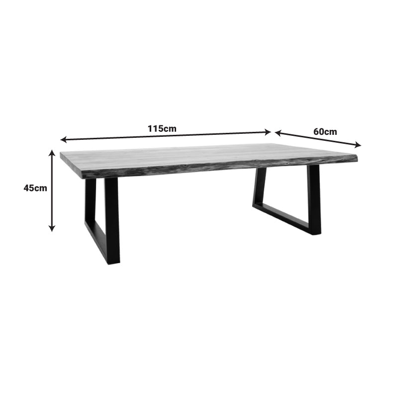 Τραπέζι σαλονιού Miles pakoworld μασίφ ξύλο ακακίας πάχους 3.7-4εκ σε φυσική απόχρωση με μαύρα μεταλλικά πόδια 115x60x45εκ - Hippiehome.gr