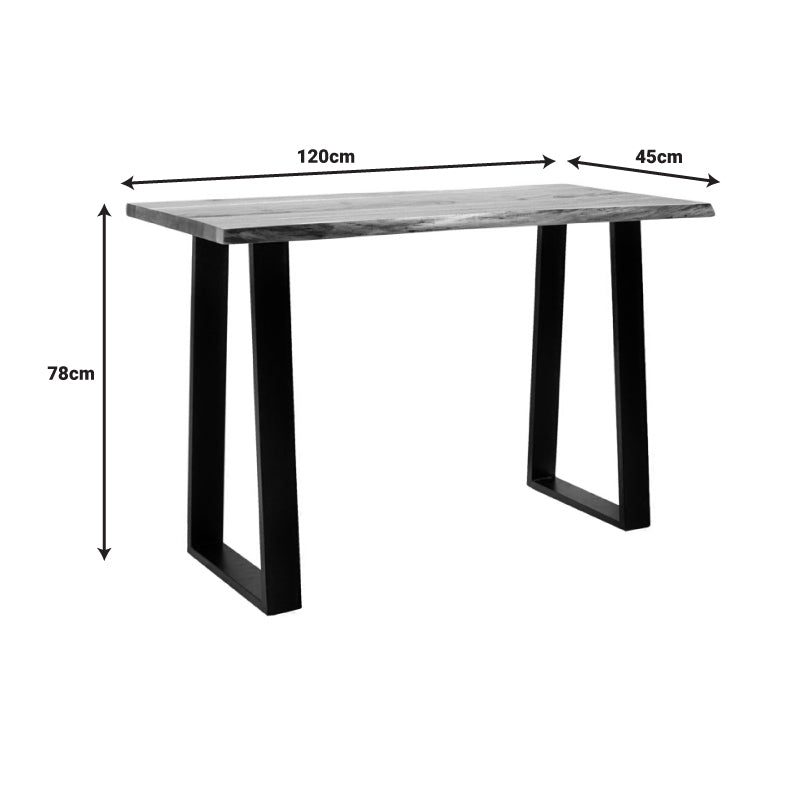 Κονσόλα Felasia pakoworld μασίφ ξύλο ακακίας πάχους 3.7-4εκ σε φυσική απόχρωση με μαύρα μεταλλικά πόδια 120x45x78εκ - Hippiehome.gr