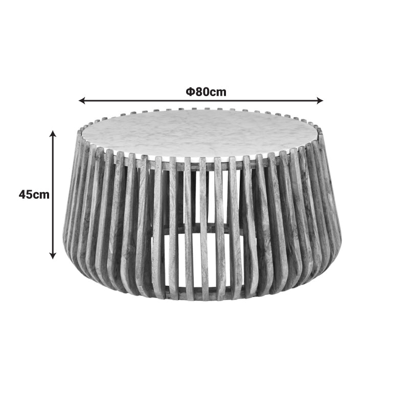 Τραπέζι σαλονιού Mable pakoworld mango ξύλο σε φυσική απόχρωση με επιφάνεια μαρμάρου Φ80x45εκ - Hippiehome.gr