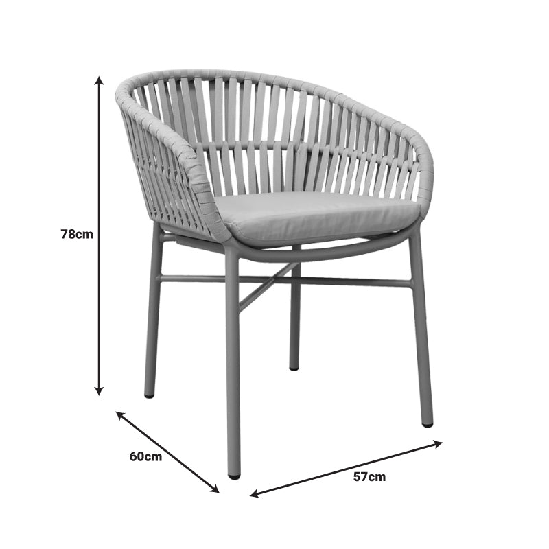 Πολυθρόνα Frama pakoworld αλουμίνιο-pe σχοινί σε καφε απόχρωση και μαξιλάρι 57x60x78εκ - Hippiehome.gr