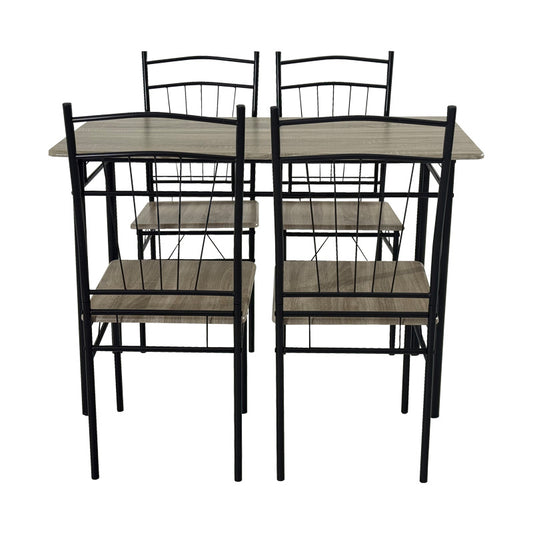 Τραπεζαρία Reforia pakoworld σετ 5τμχ mdf σε γκρι απόχρωση με μαύρα μεταλλικά πόδια 110x60x74εκ - Hippiehome.gr