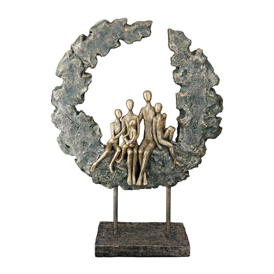 Γλυπτό Round "Familie" Πολυρεζίνη Χρυσό Πράσινο PU 14x8x32.5cm - Hippiehome.gr
