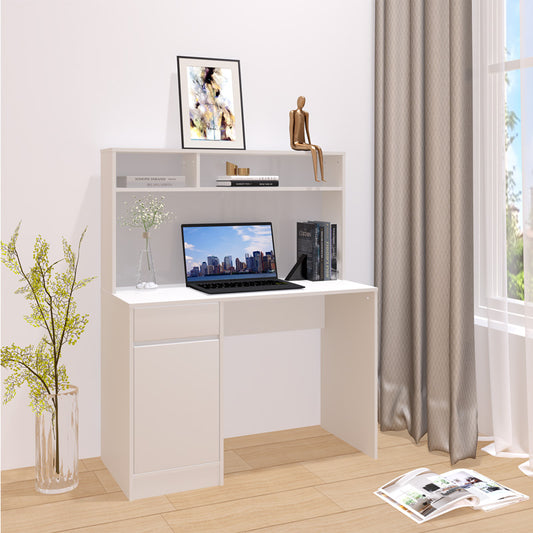 Γραφείο εργασίας Secreta pakoworld με ράφι σε λευκή απόχρωση 110x50x135εκ - Hippiehome.gr