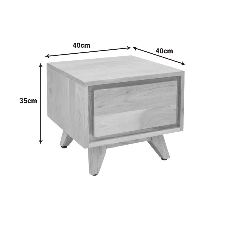 Κομοδίνο Emira pakoworld μασίφ ακακίας σε φυσική απόχρωση 40x40x35εκ - Hippiehome.gr